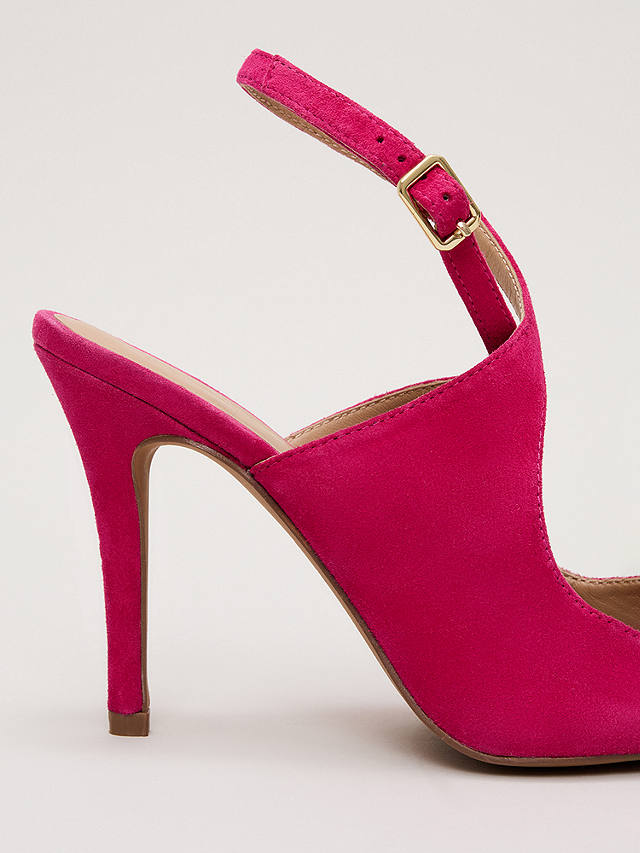 Phase Eight Cross Strap Open Back Suede Shoes, Pink