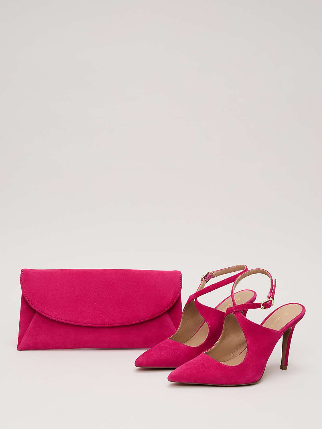 Buy Phase Eight Cross Strap Open Back Suede Shoes, Pink Online at johnlewis.com