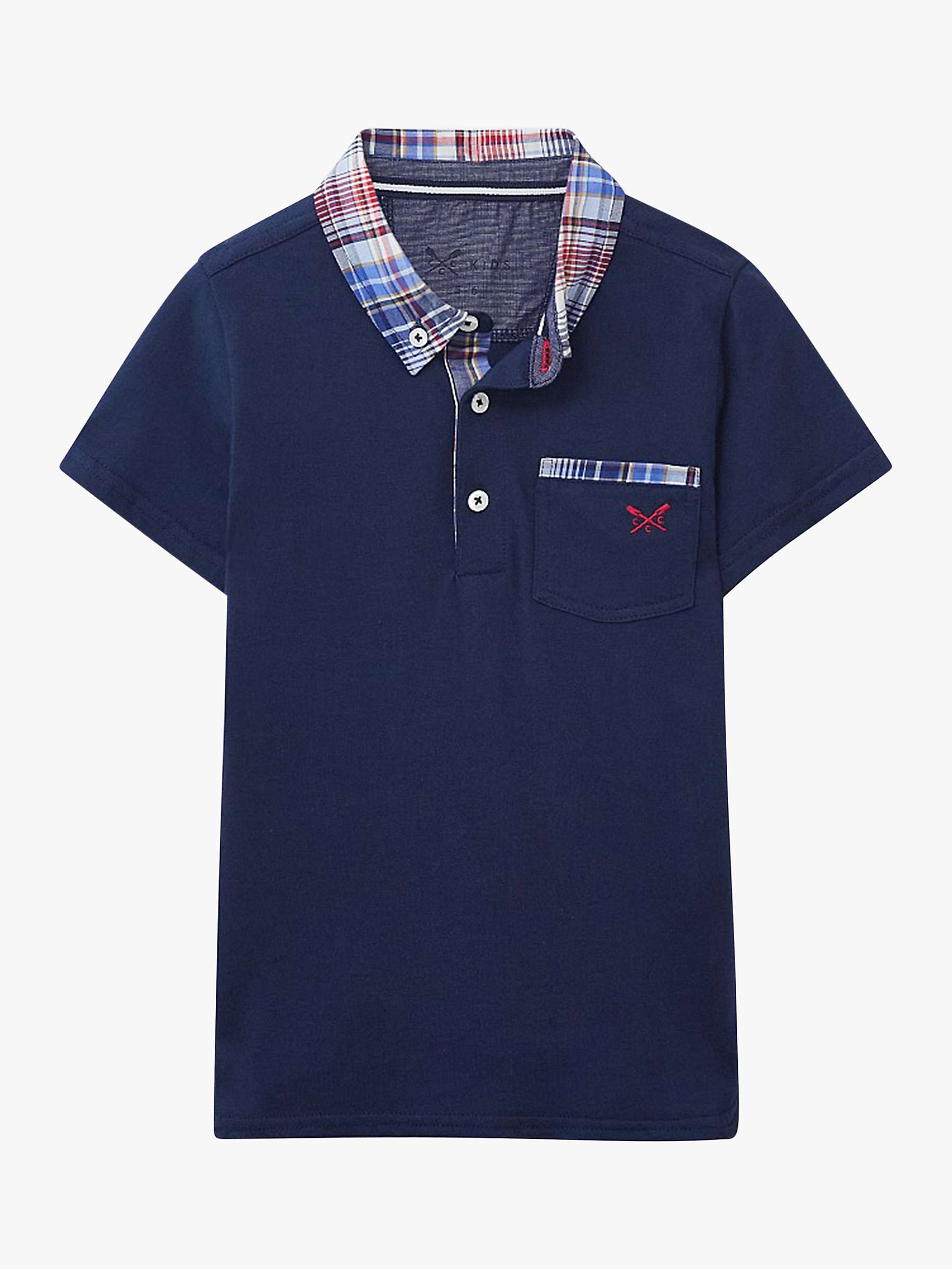 Buy Crew Clothing Kids' Woven Check Collar Polo Shirt, Aubergine Online at johnlewis.com