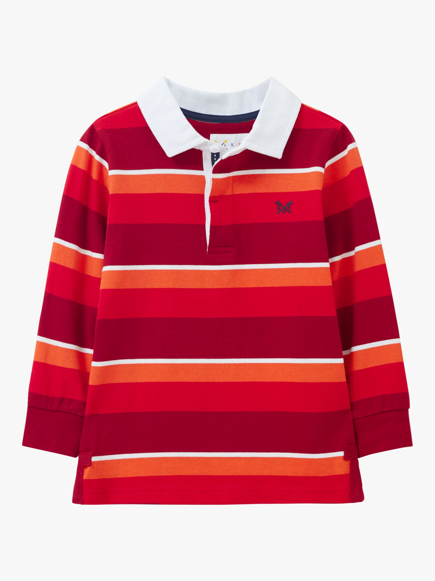 Buy Crew Clothing Kids' Walsham Stripe Long Sleeve Rugby Shirt, Mid Red Online at johnlewis.com