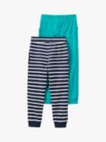 Crew Clothing Kids' Lightweight Jazzy Stripe/ Plain Joggers, Pack Of 2, Blue/Multi, Blue/Multi