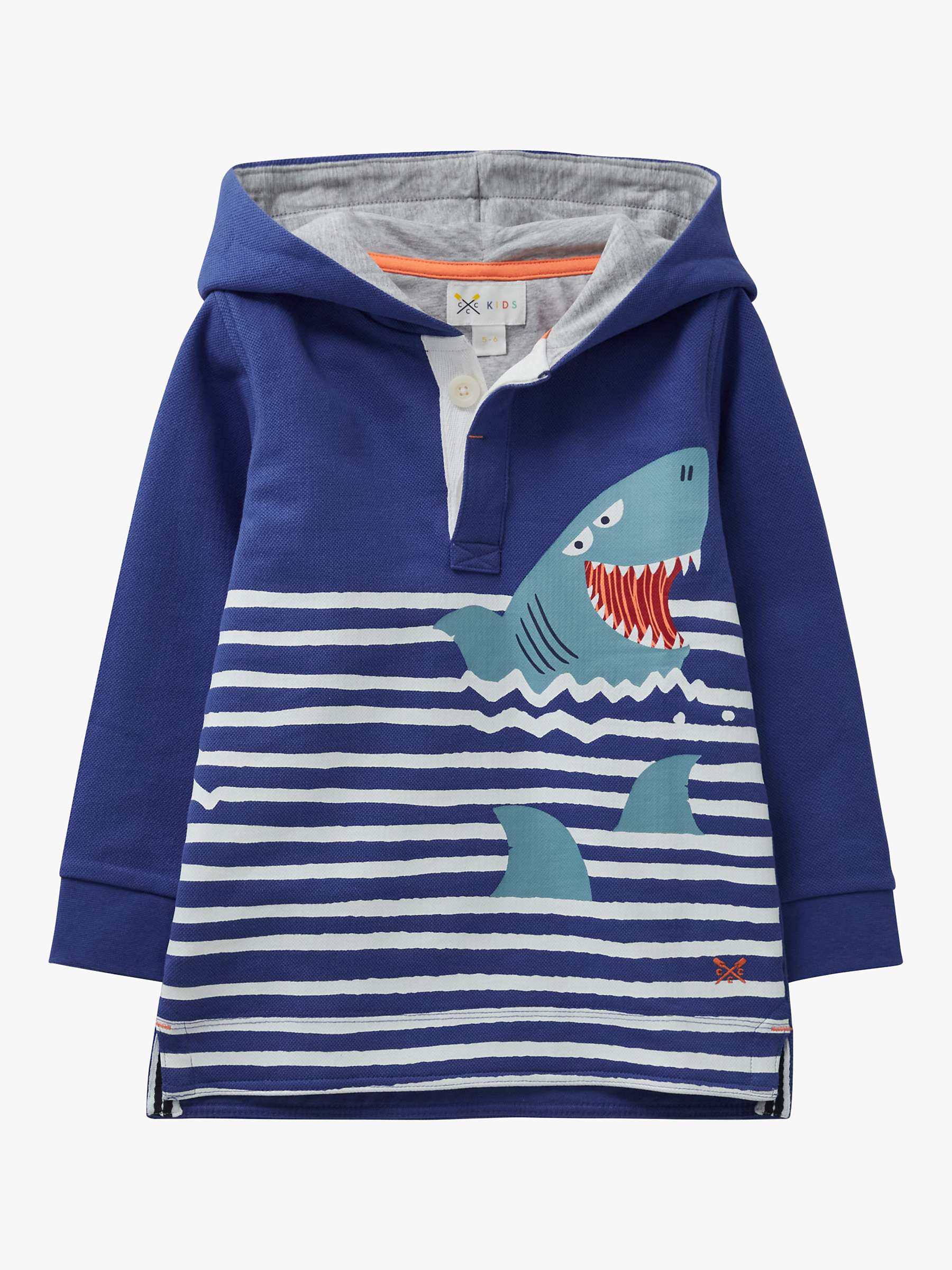 Buy Crew Clothing Kids' Padstow Stripe Hooded Sweatshirt, Mid Blue/Multi Online at johnlewis.com