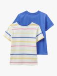 Crew Clothing Kids' Plain/Stripe Short Sleeve T-Shirts, Pack Of 2, Blue/Multi