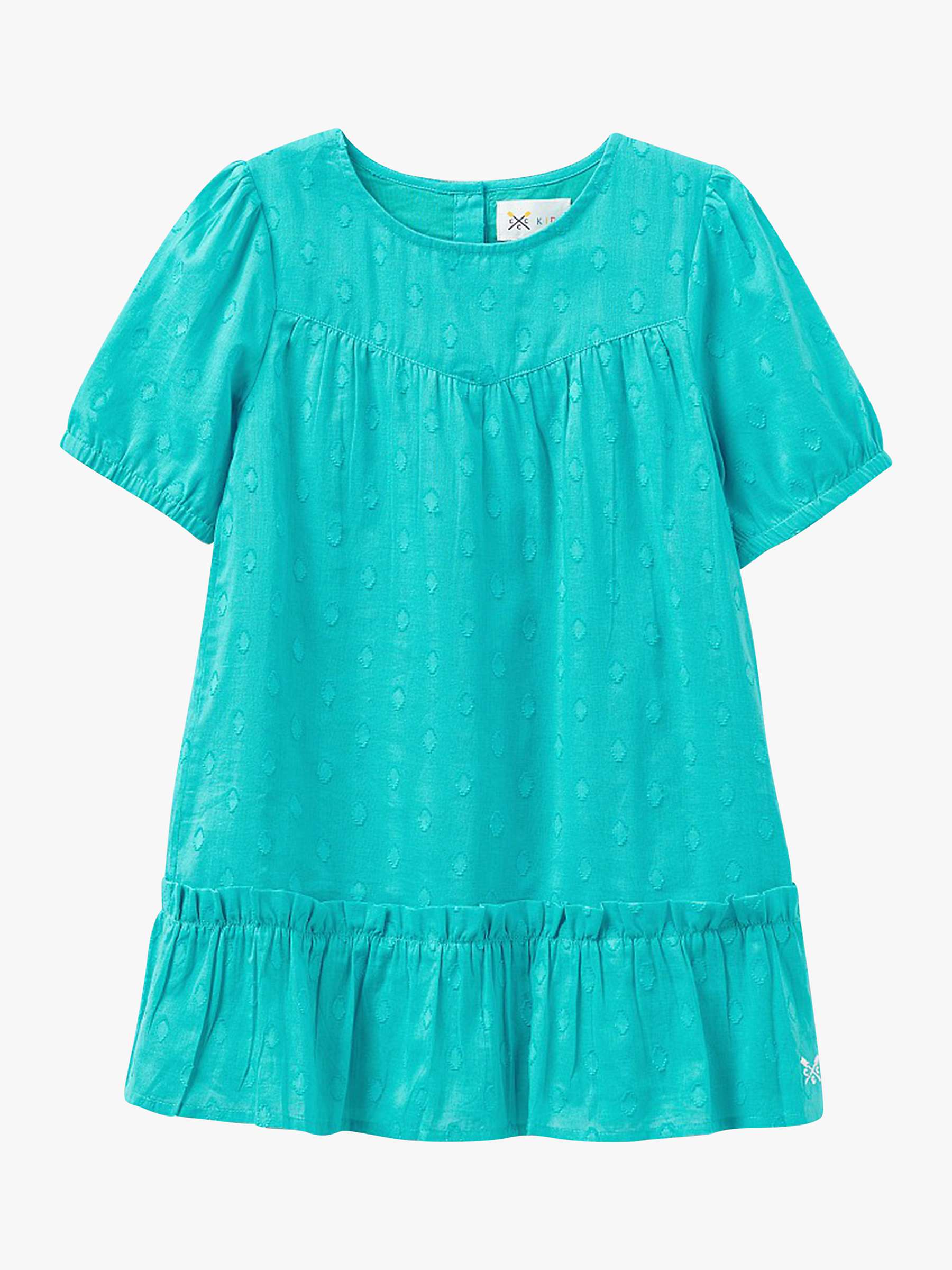 Buy Crew Clothing Kids' Smock Dobby Dress, Aqua Blue Online at johnlewis.com