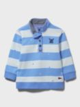 Crew Clothing Kids' Stripe Funnel Button Neck Sweatshirt, Light Blue