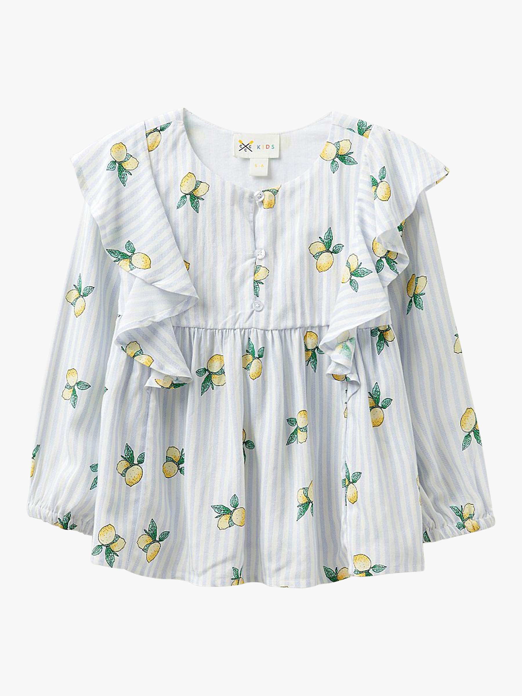 Buy Crew Clothing Kids' Lemon Squeezy Print Ruffle Blouse, White/Multi Online at johnlewis.com