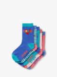 Crew Clothing Kids' Bamboo Blend Heart/Stripe Socks, Pack of 5, Blue/Multi