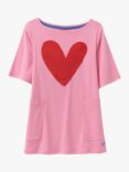 Crew Clothing Kids' Heart Print Short Sleeve Tunic, Mid Pink, Mid Pink