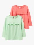 Crew Clothing Kids' A-Line Frill Long Sleeve T-Shirts, Pack Of 2, Multi, Multi