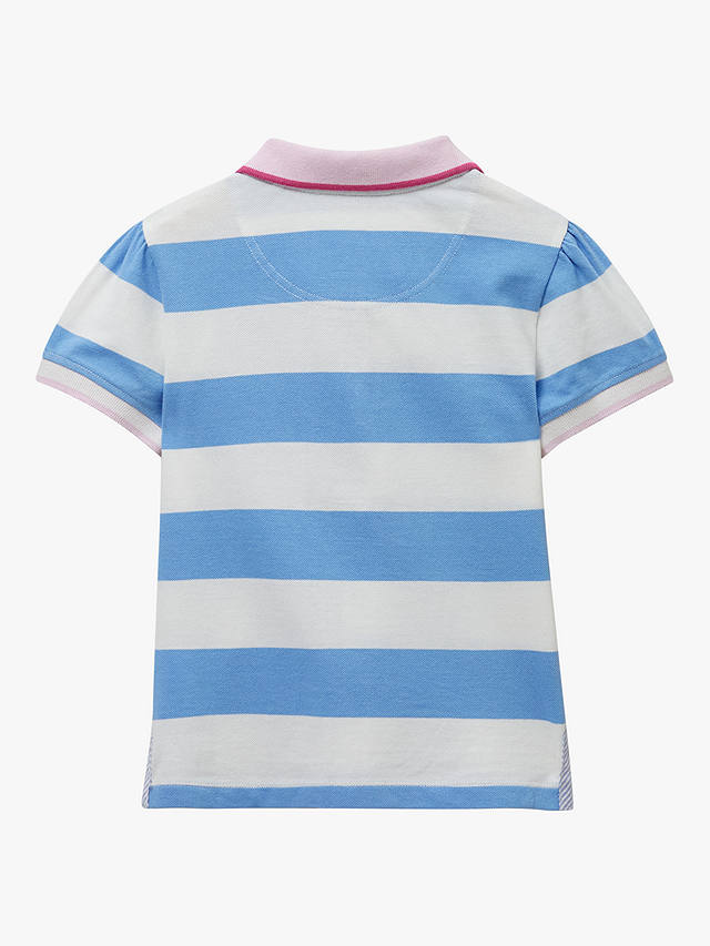Crew Clothing Kids' Stripe Short Sleeve Polo Shirt, Light Blue