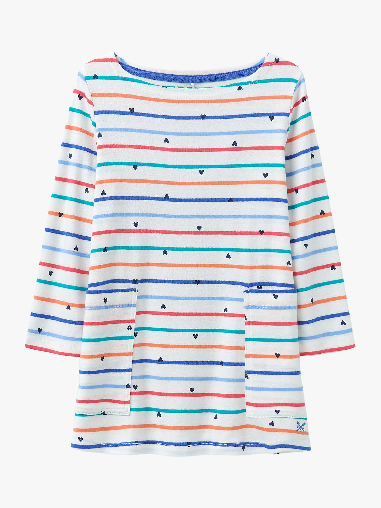 Buy Crew Clothing Kids' Heart/Stripe Long Sleeve Tunic, White/Multi Online at johnlewis.com