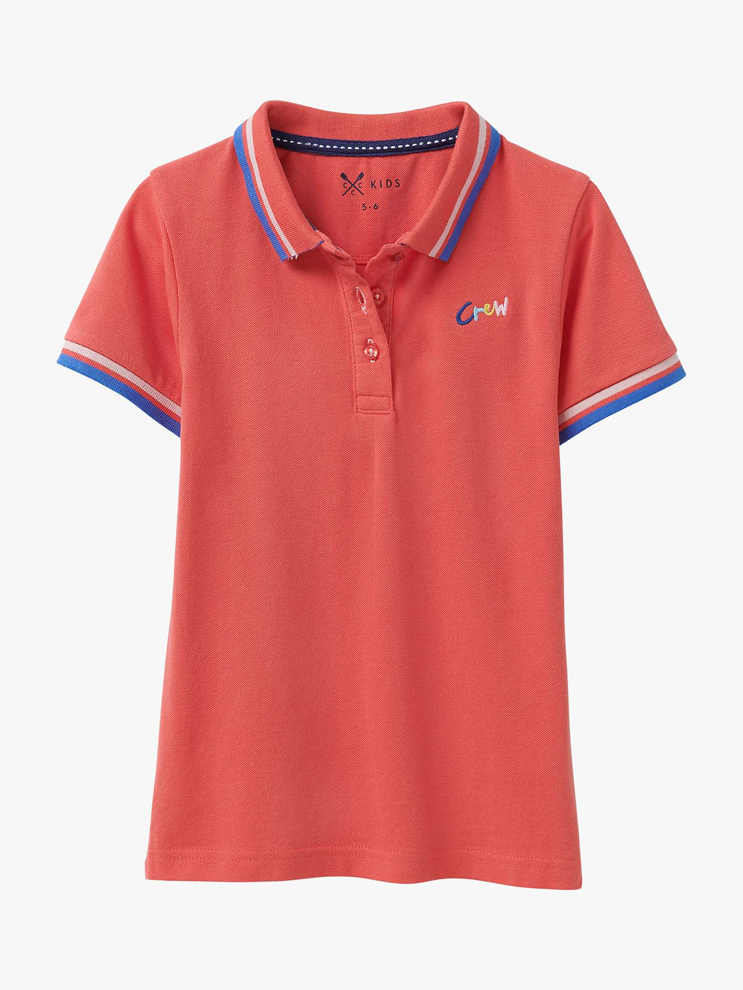 Buy Crew Clothing Kids' Jersey Stripe Cuff Short Sleeve Polo Shirt, Mid Orange Online at johnlewis.com
