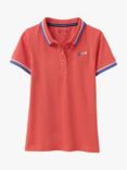 Crew Clothing Kids' Jersey Stripe Cuff Short Sleeve Polo Shirt, Mid Orange