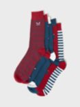 Crew Clothing Santa Hat Bamboo Sock, Pack of 5, Red/White/Navy