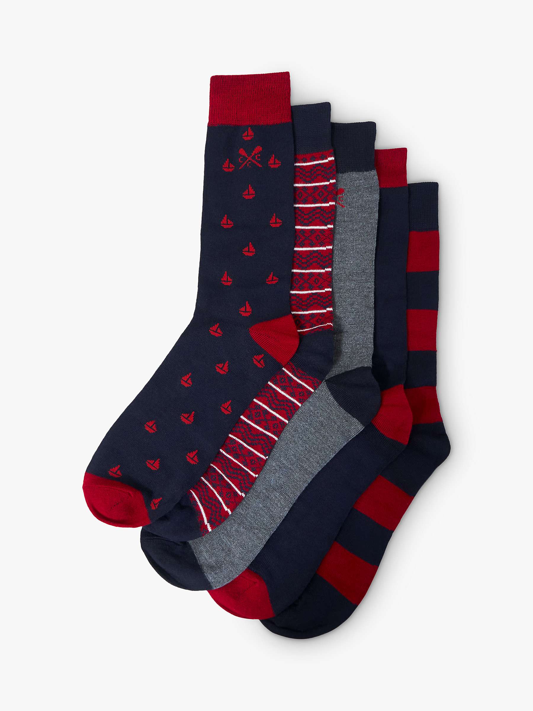 Buy Crew Clothing Bamboo Socks Box, Pack of 5, Red/Multi Online at johnlewis.com
