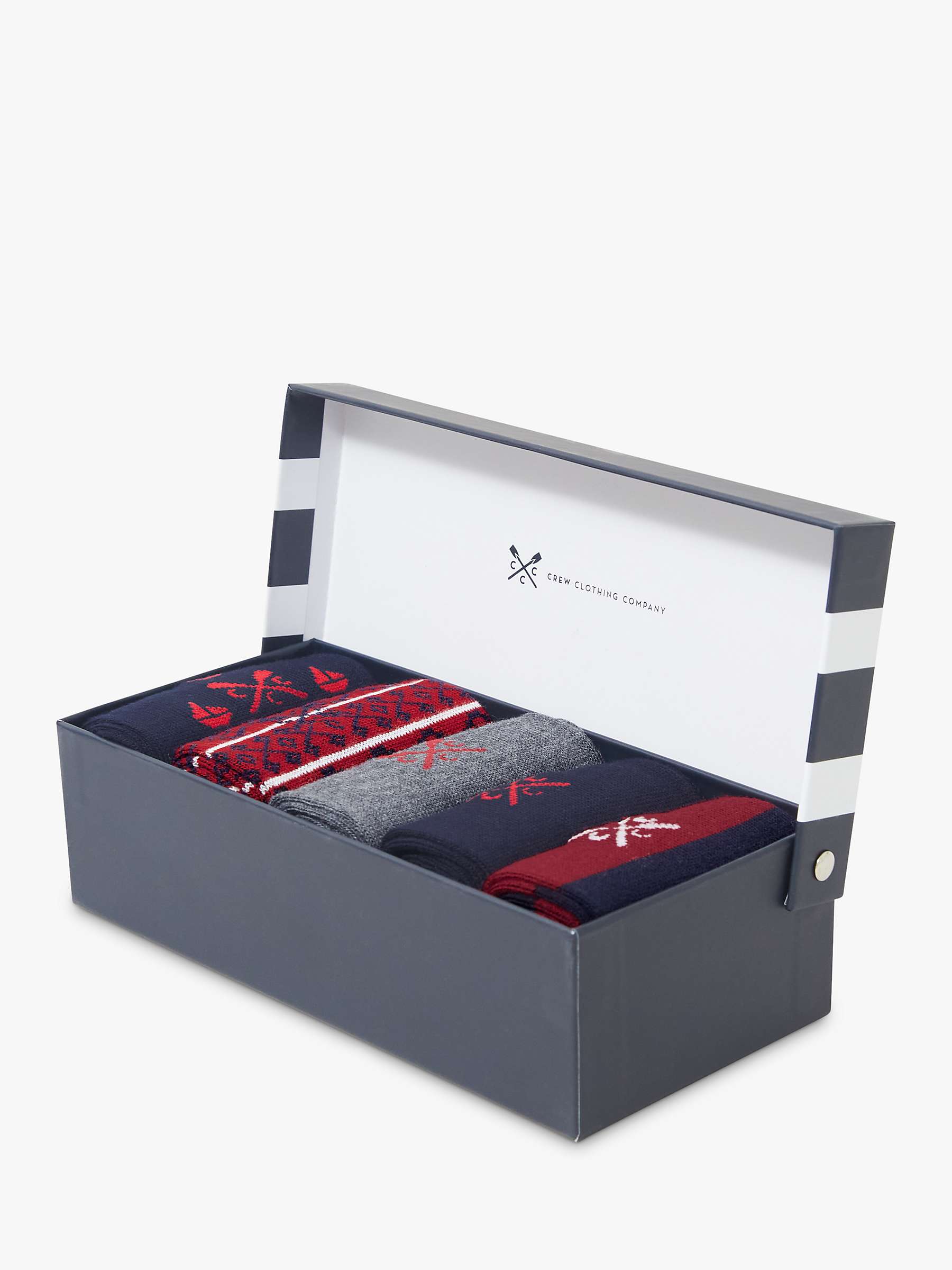 Buy Crew Clothing Bamboo Socks Box, Pack of 5, Red/Multi Online at johnlewis.com