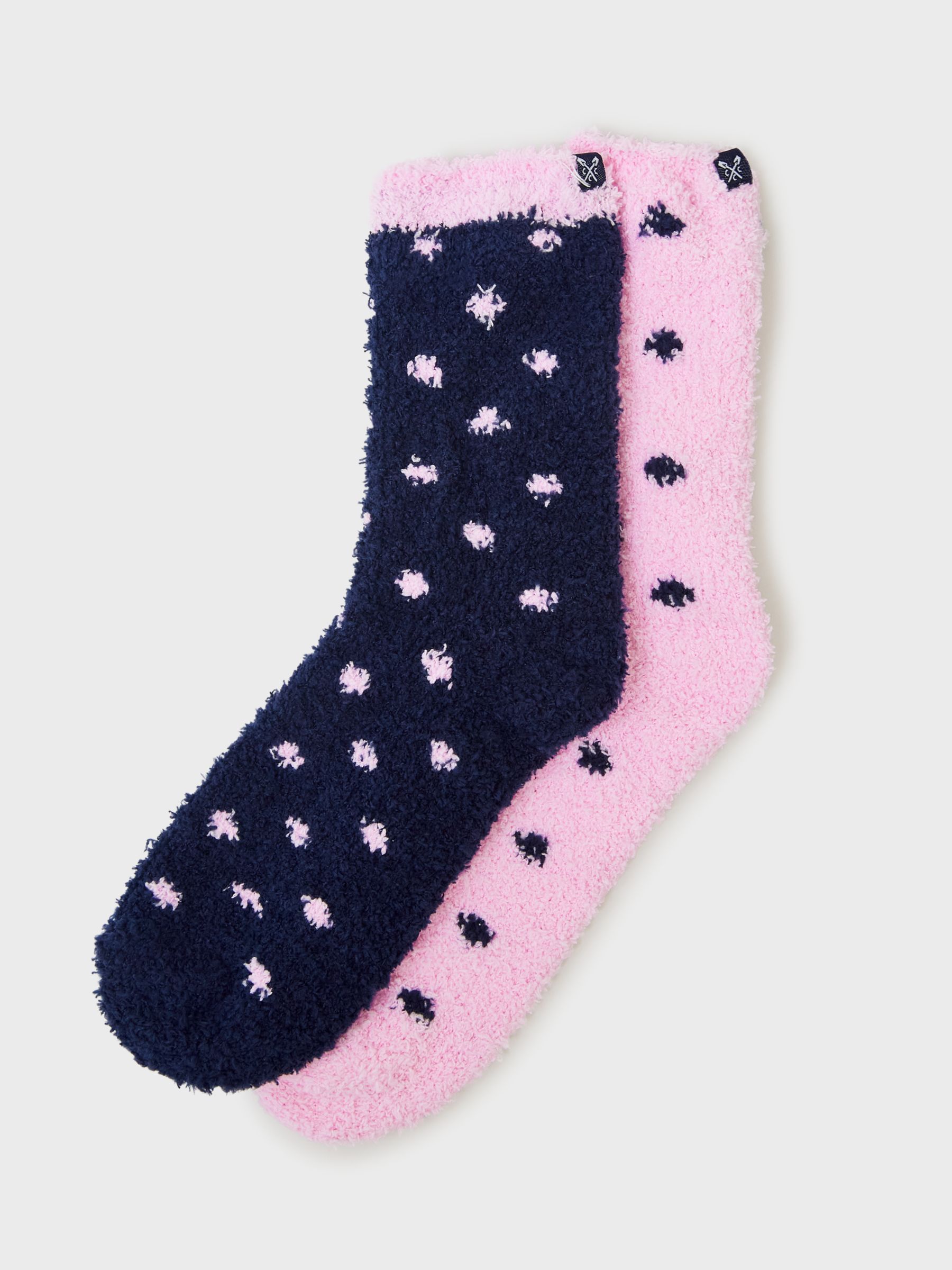 Crew Clothing Fluffy Socks, Pack of 2, Multi Pink at John Lewis & Partners