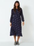 Crew Clothing Natalya Sequin Spot Midi Dress, Navy/Gold