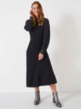 Crew Clothing Kya Lurex Sleeve Knitted Midi Dress, Black