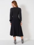 Crew Clothing Kya Lurex Sleeve Knitted Midi Dress, Black