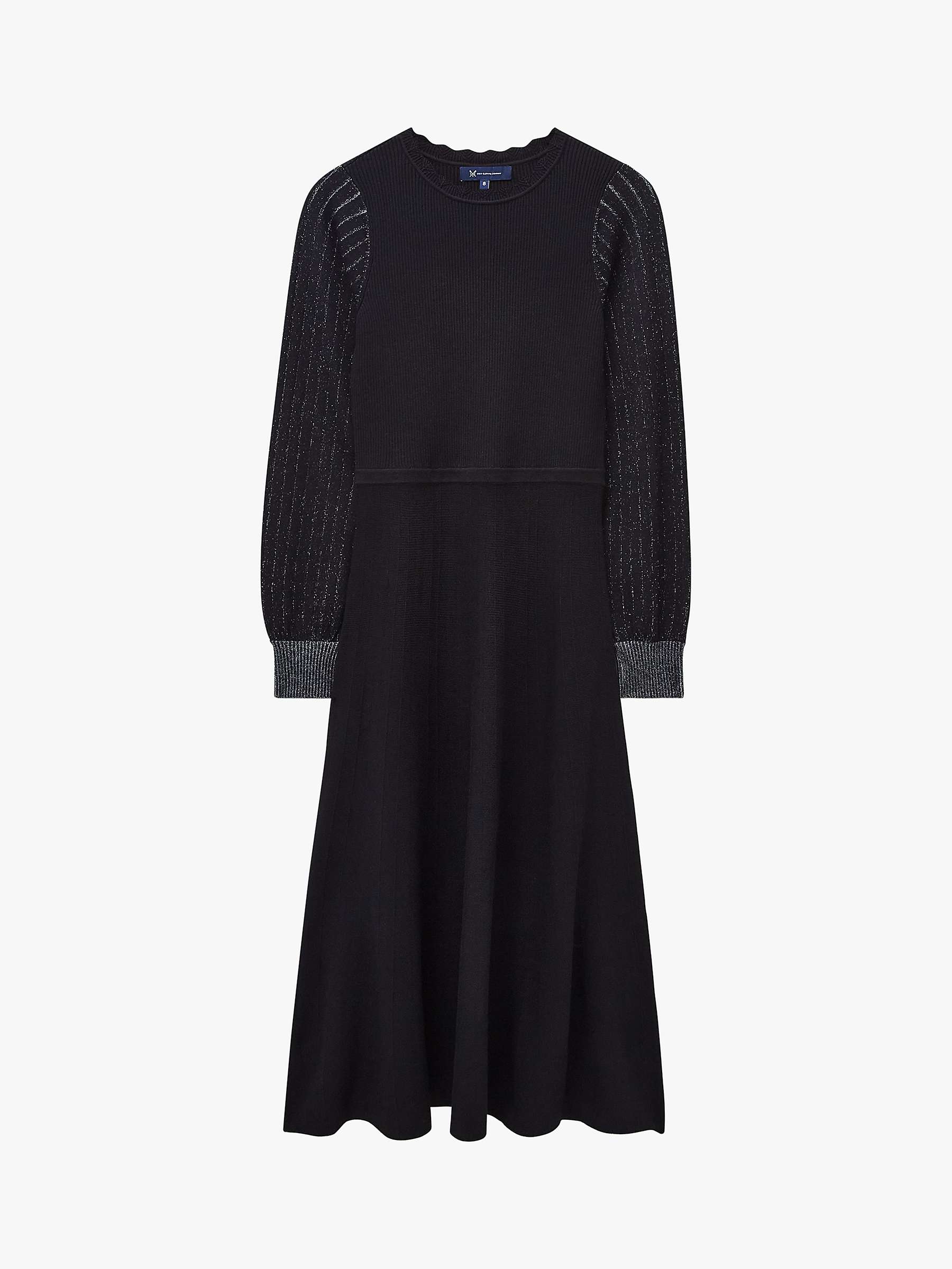 Buy Crew Clothing Kya Lurex Sleeve Knitted Midi Dress, Black Online at johnlewis.com
