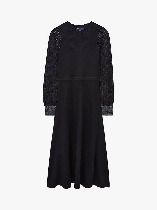 Crew Clothing Kya Lurex Sleeve Knitted Midi Dress, Black