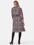 Crew Clothing Lucinda Floral Print Ruched Waist Dress, Blue/Multi