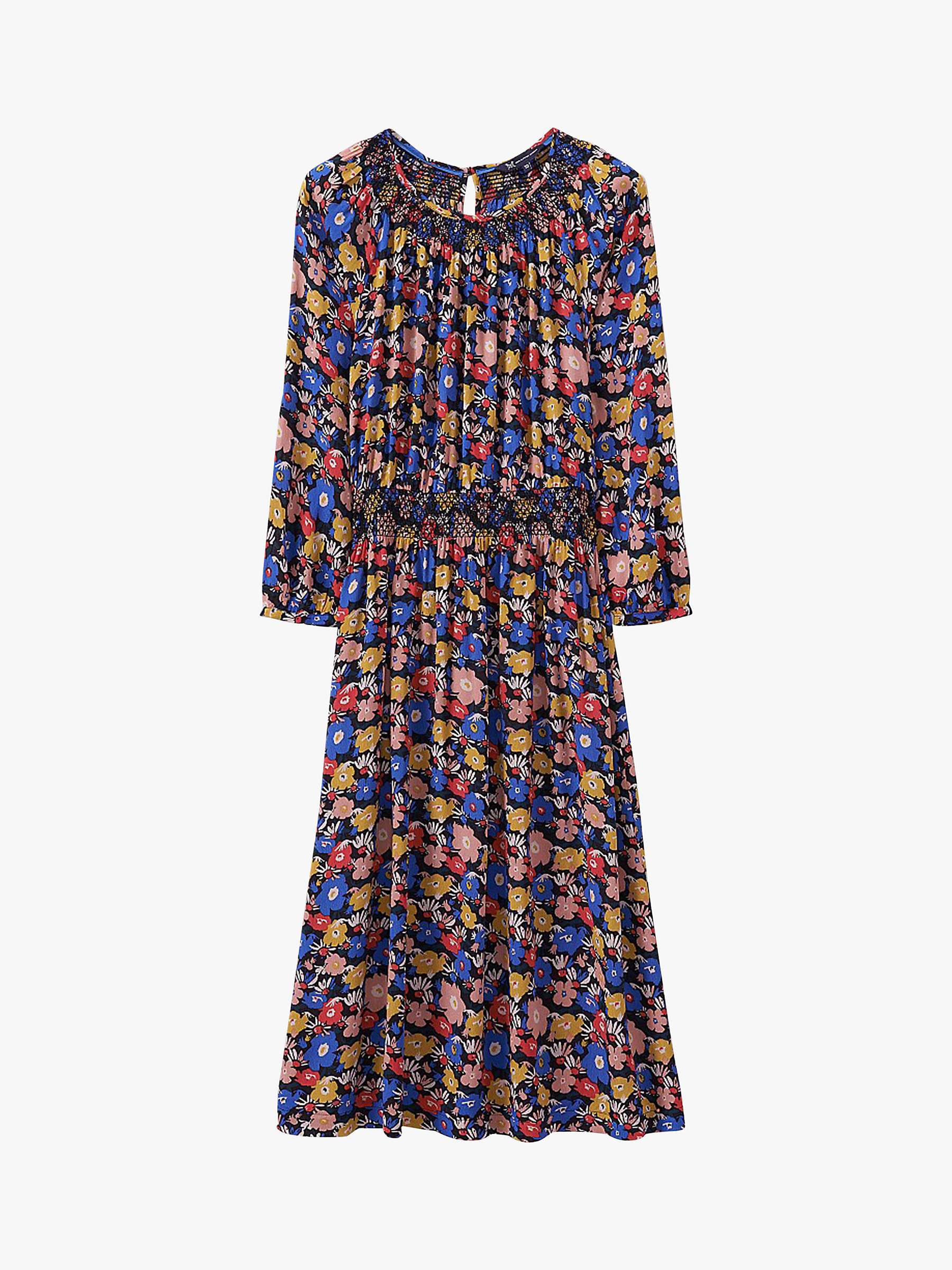 Buy Crew Clothing Lucinda Floral Print Ruched Waist Dress, Blue/Multi Online at johnlewis.com