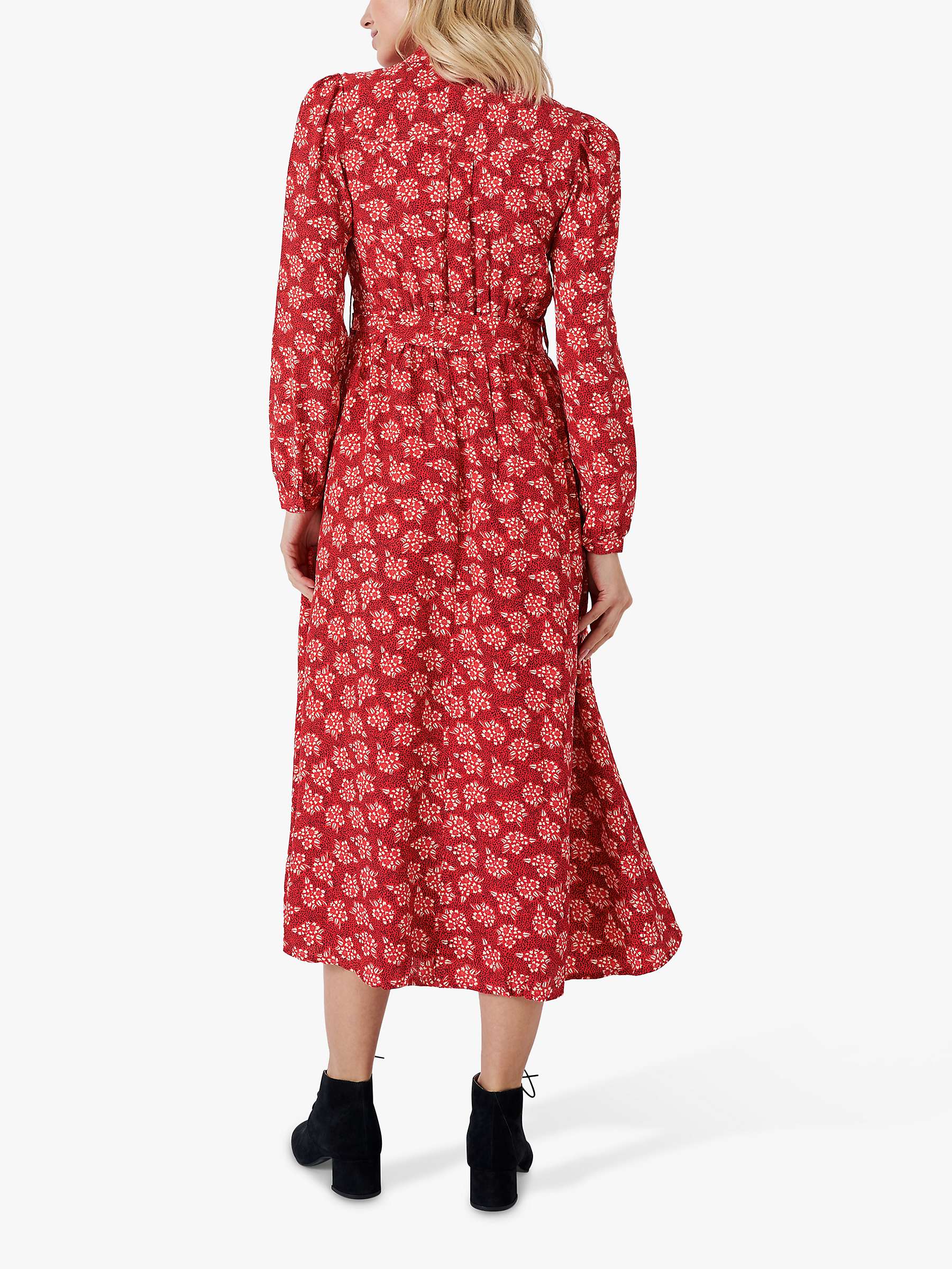 Buy Crew Clothing Whitney Floral Print Midi Shirt Dress, Red/Multi Online at johnlewis.com