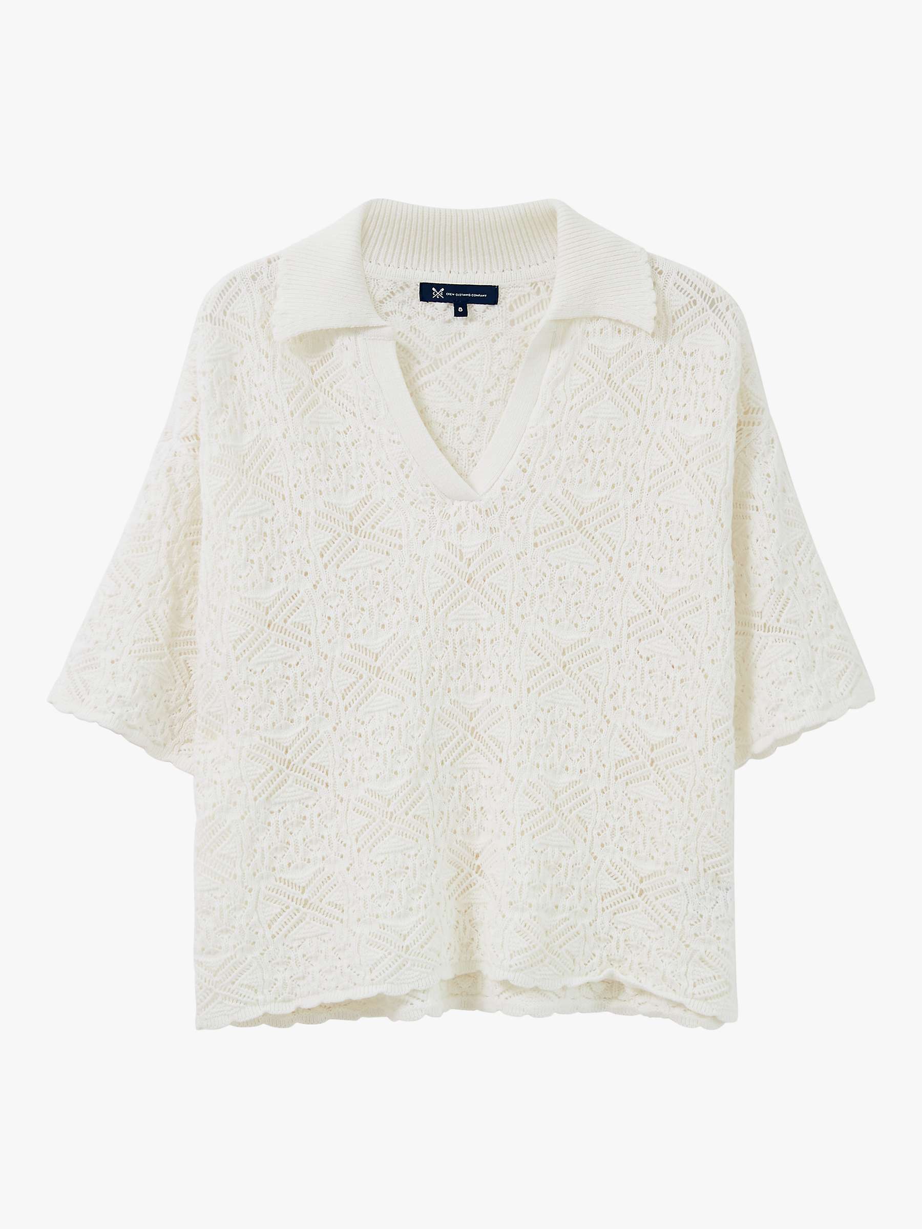 Buy Crew Clothing Sandy Knitted Scallop Hem Top, White Online at johnlewis.com