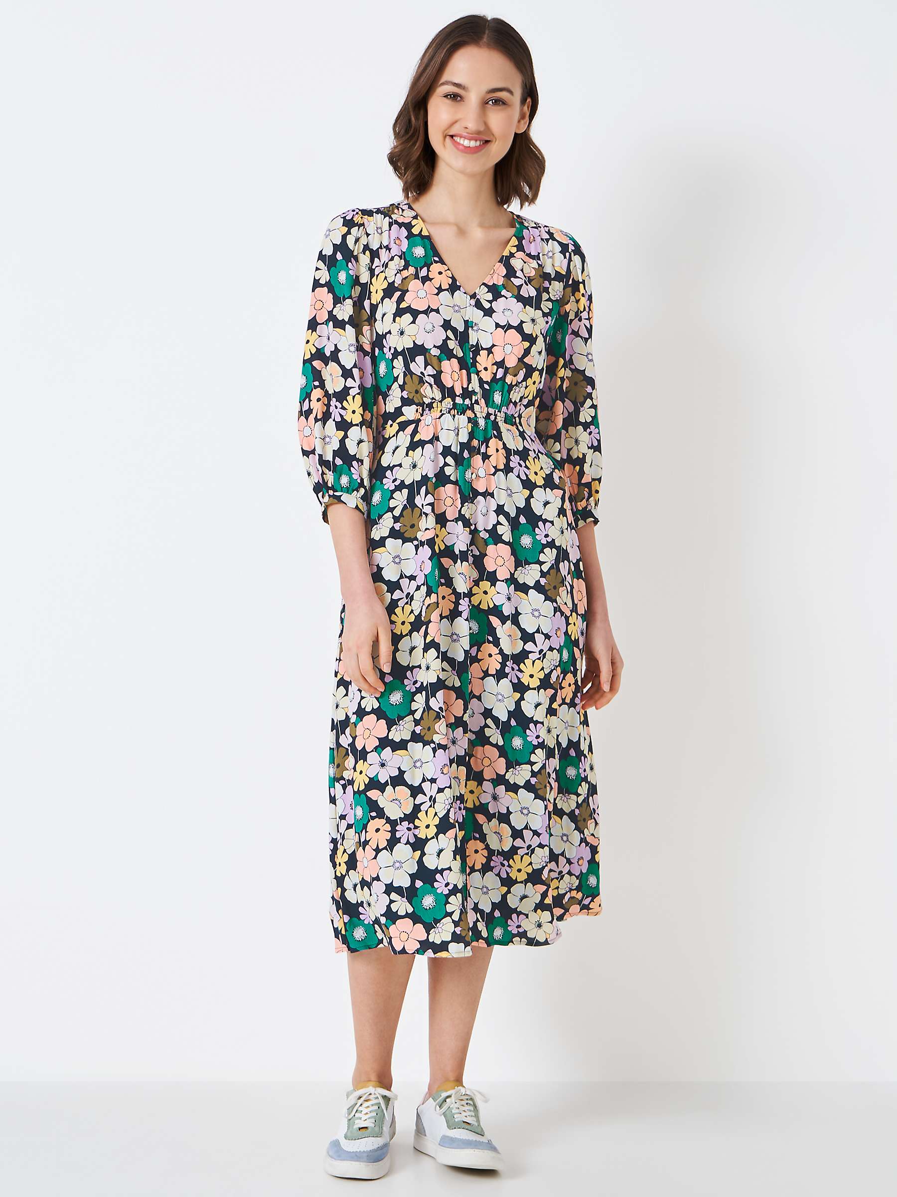 Buy Crew Clothing Lila Floral Midi Dress, Teal/Multi Online at johnlewis.com