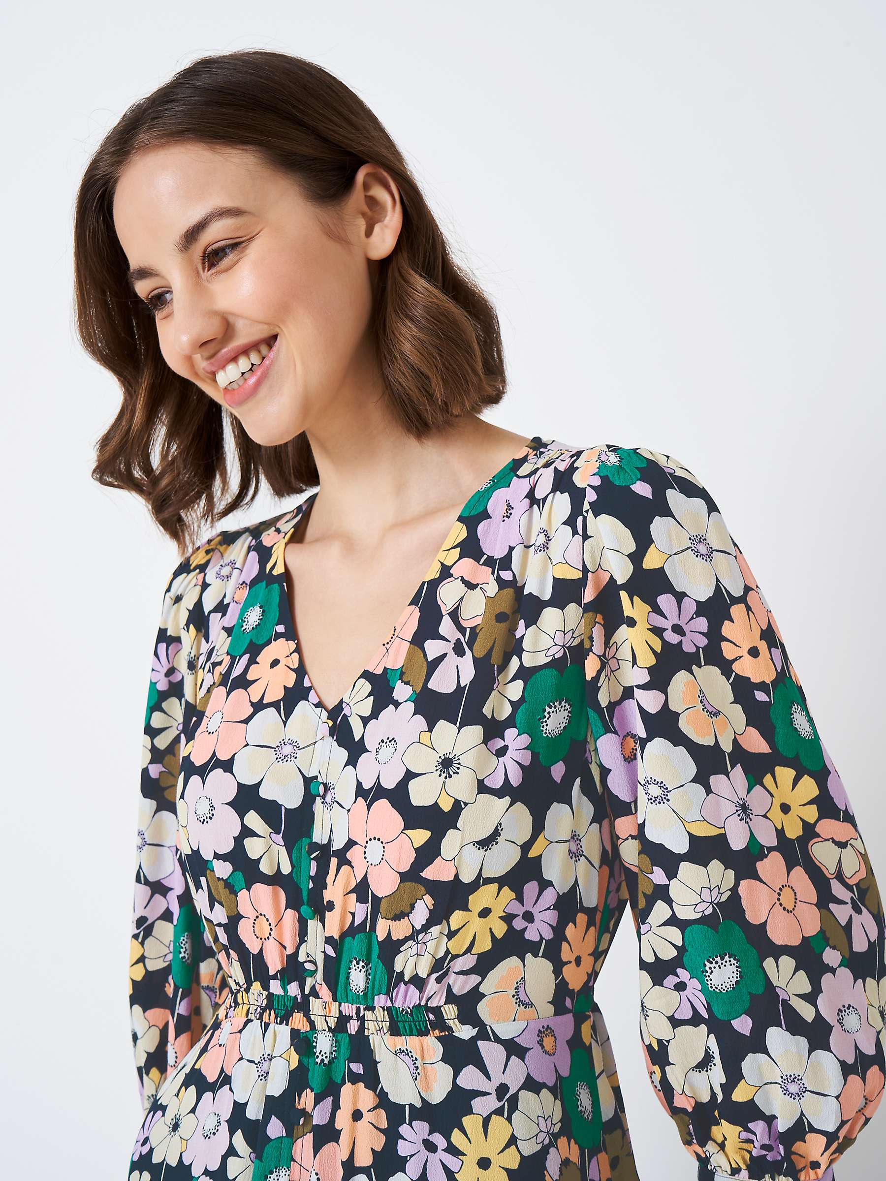 Buy Crew Clothing Lila Floral Midi Dress, Teal/Multi Online at johnlewis.com