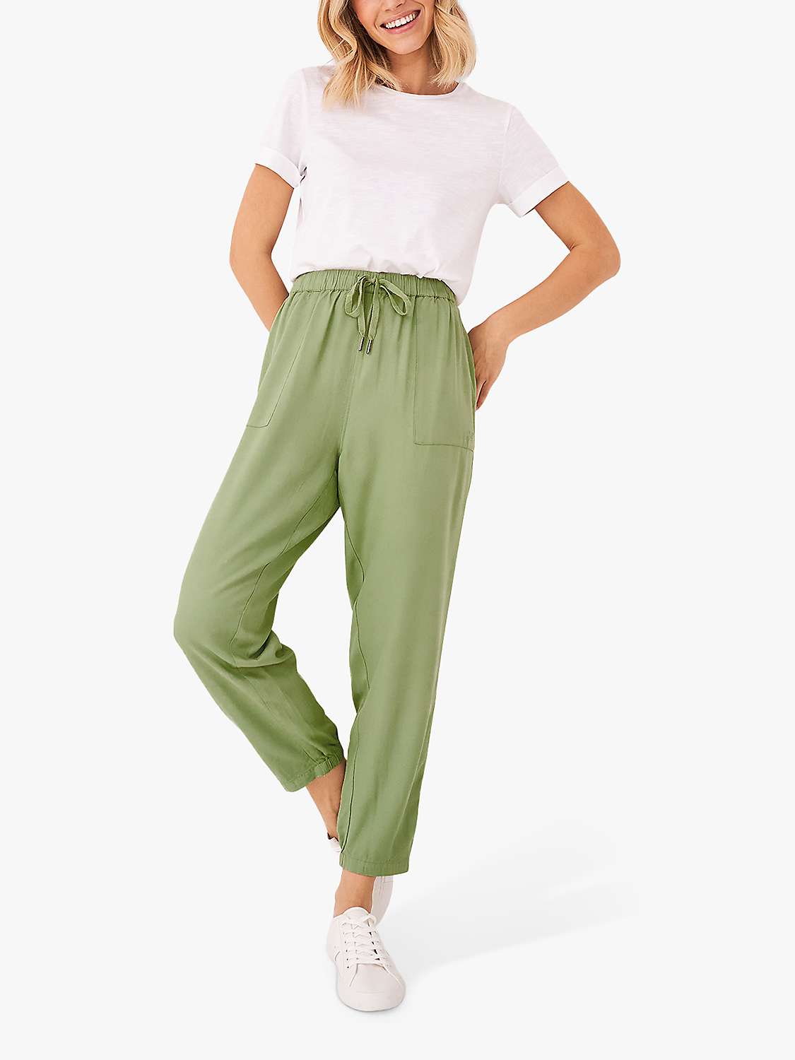 Buy Crew Clothing Relaxed Viscose Twill Trousers, Light Green Online at johnlewis.com