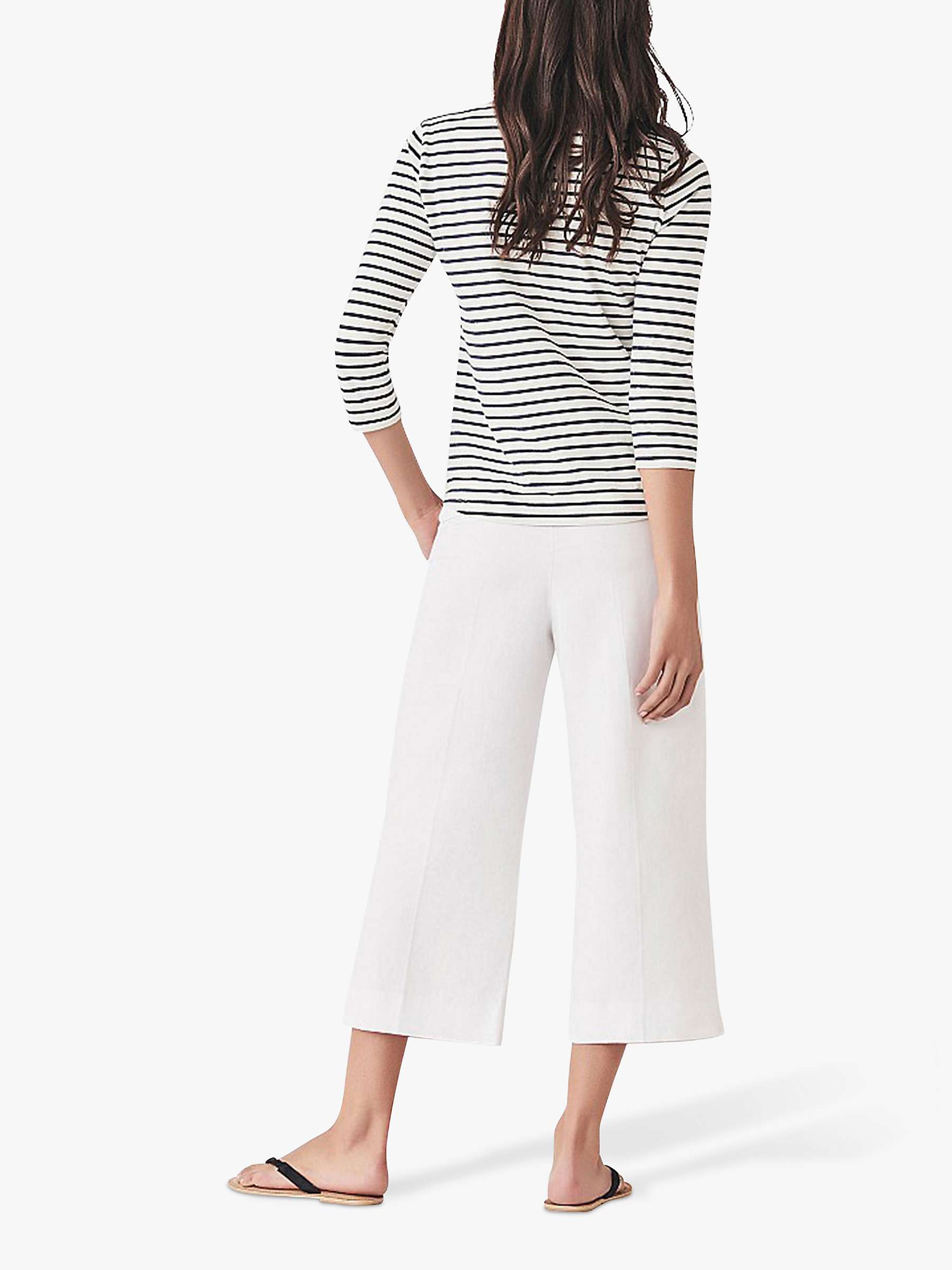 Buy Crew Clothing Wide Leg Cropped Trousers, White Online at johnlewis.com