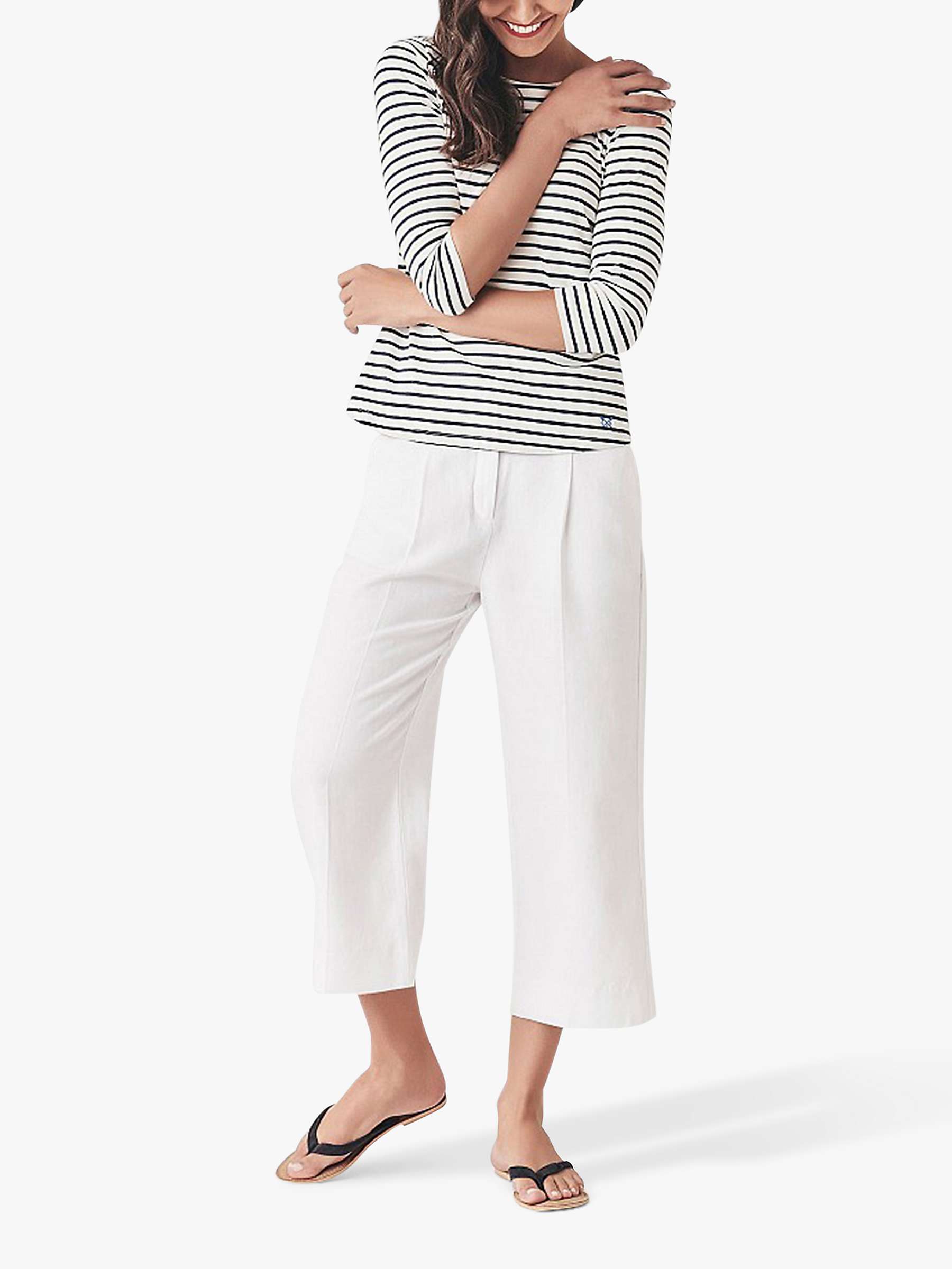Buy Crew Clothing Wide Leg Cropped Trousers, White Online at johnlewis.com