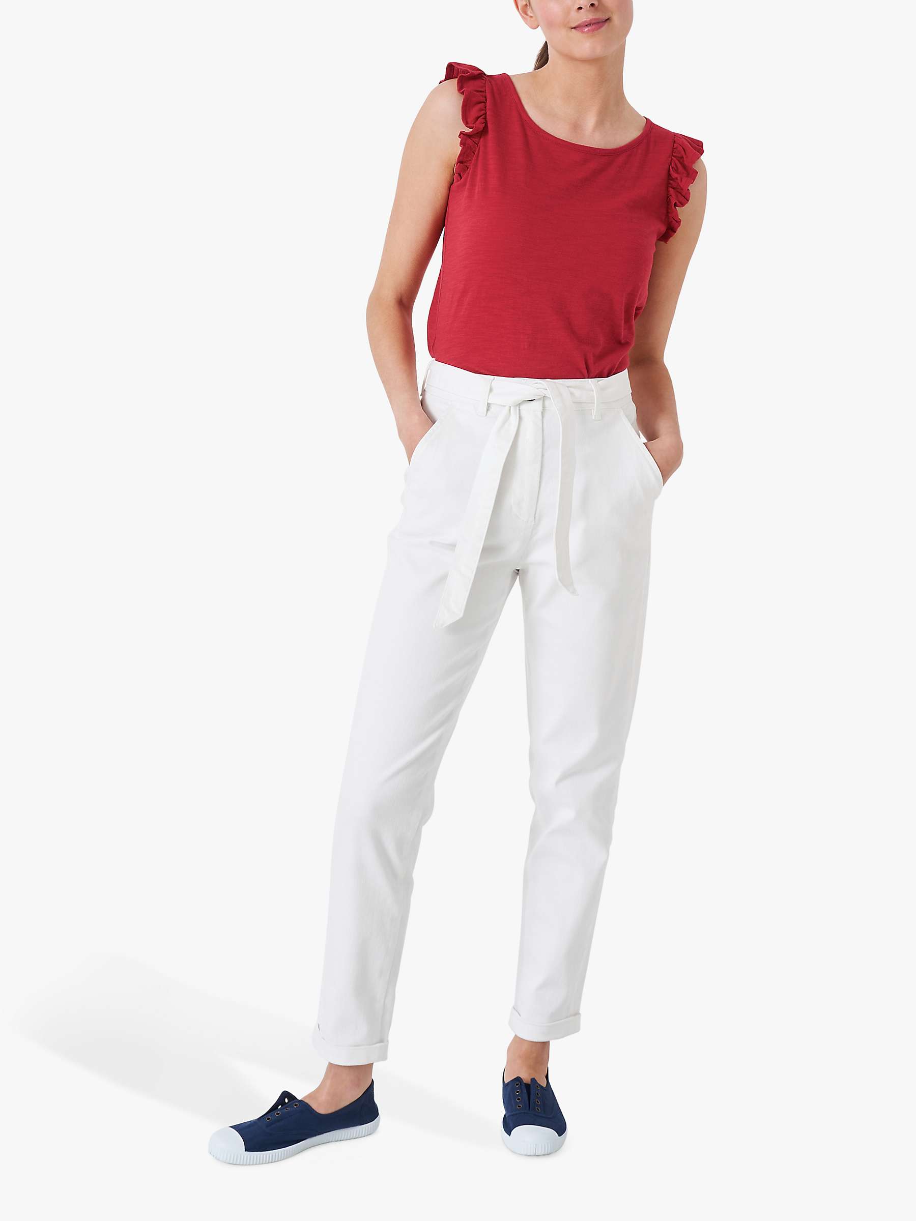 Buy Crew Clothing Exeter Cotton Trousers, White Online at johnlewis.com