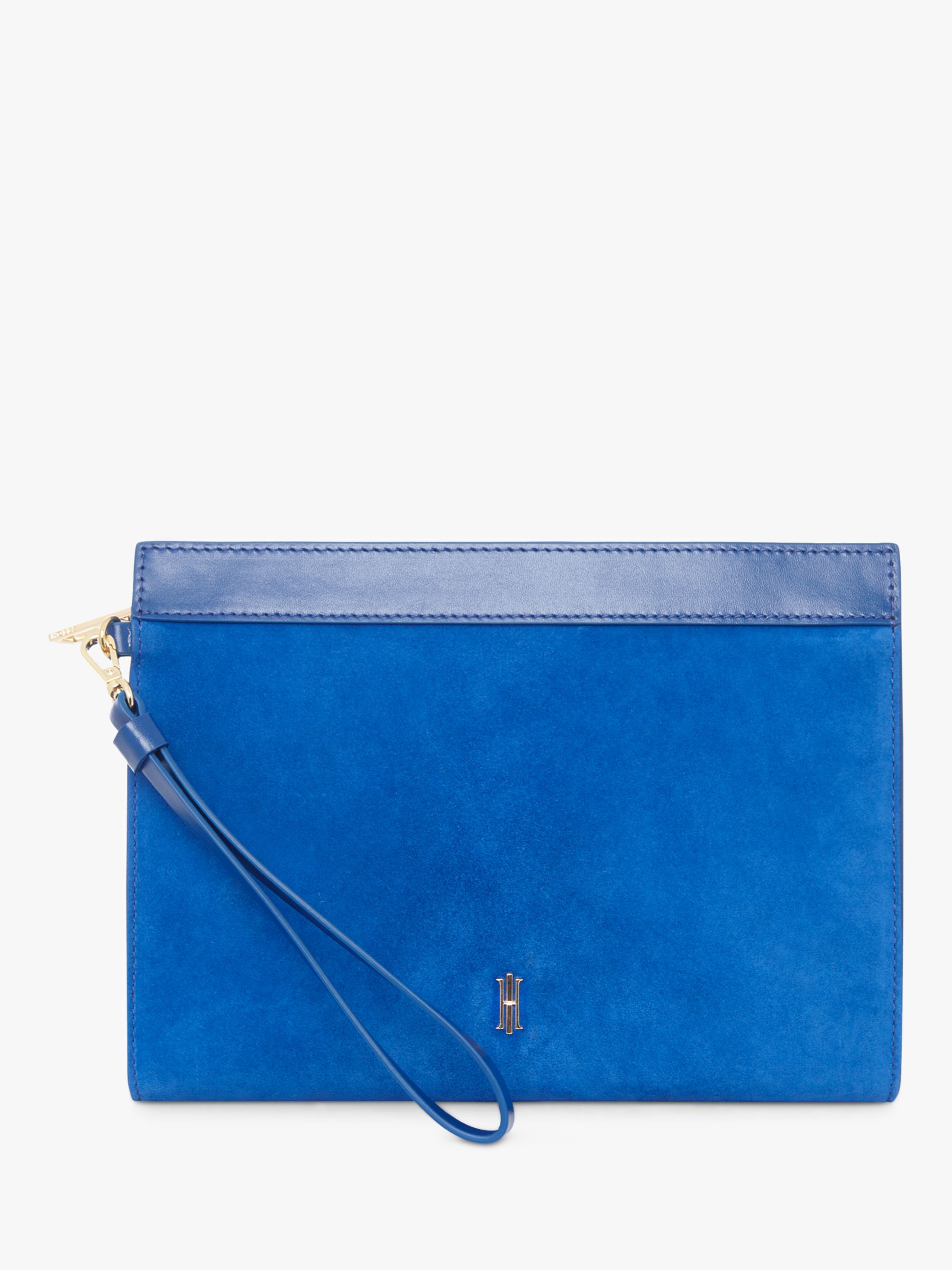 Hobbs Catherine Suede Wrislet Clutch Bag, Lapis Blue, One Size