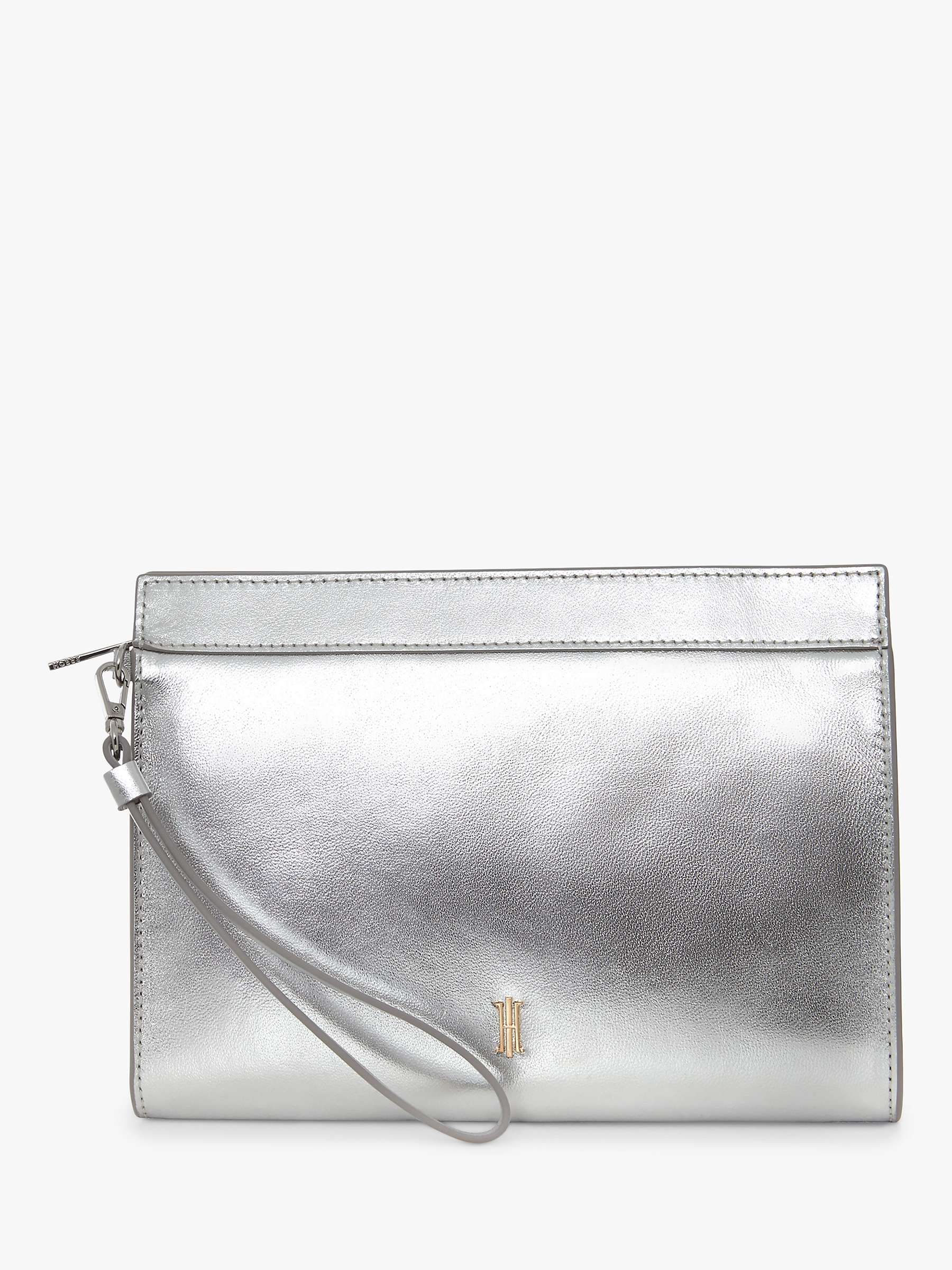 Buy Hobbs Catherine Leather Wristlet Bag, Silver Online at johnlewis.com