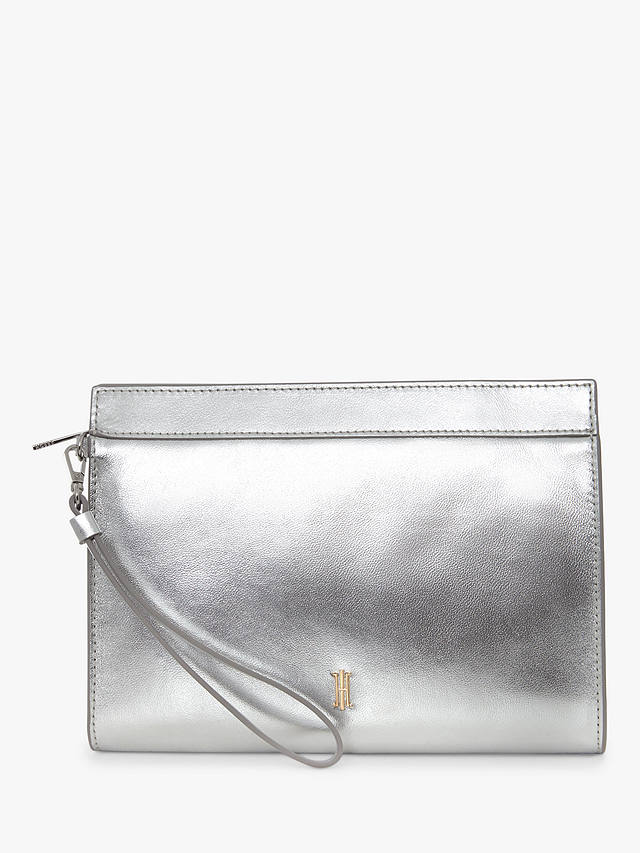 Hobbs Catherine Leather Wristlet Bag, Silver