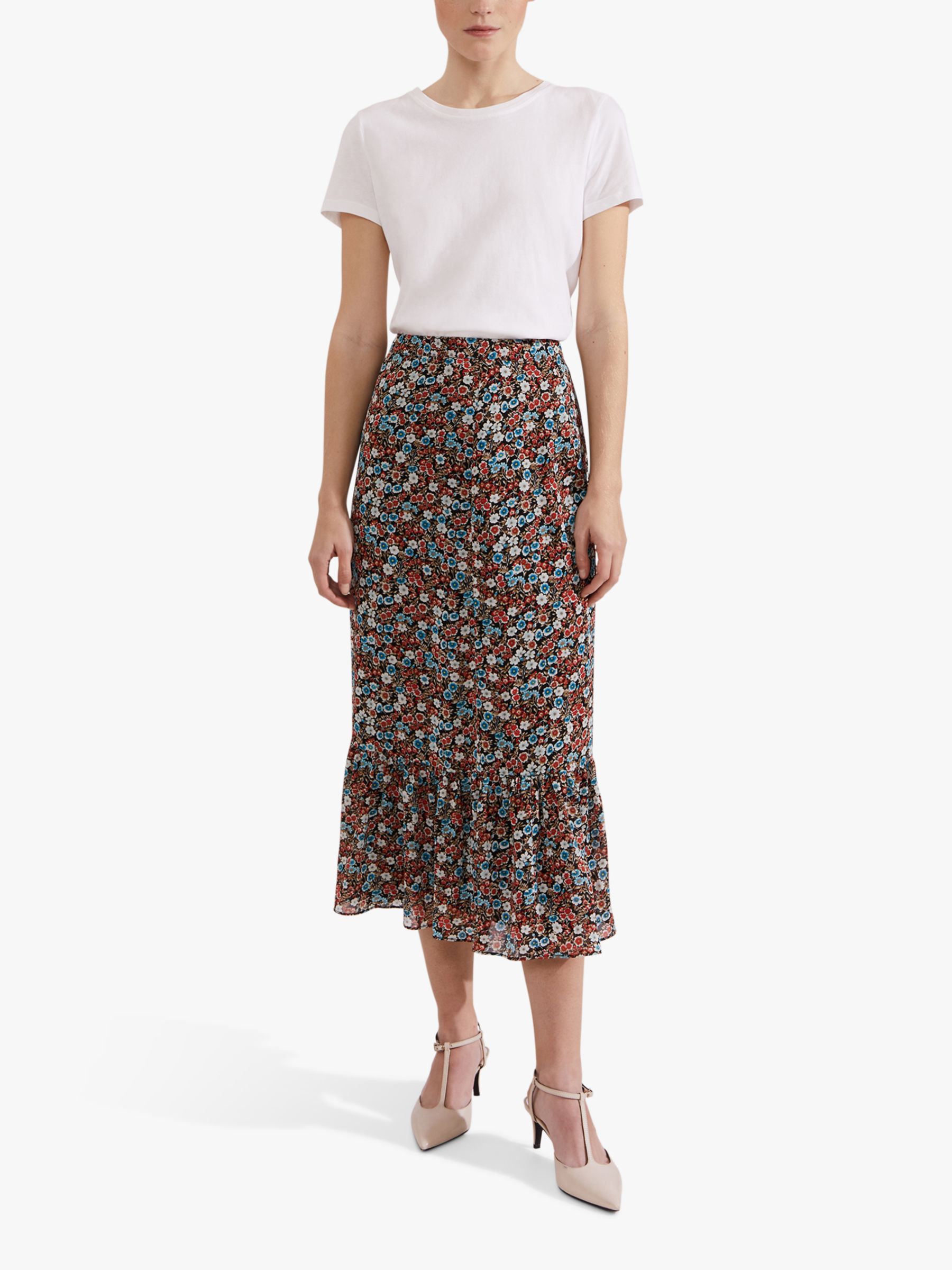 Buy Hobbs Naeva Floral Print Midi Skirt, Multi Online at johnlewis.com