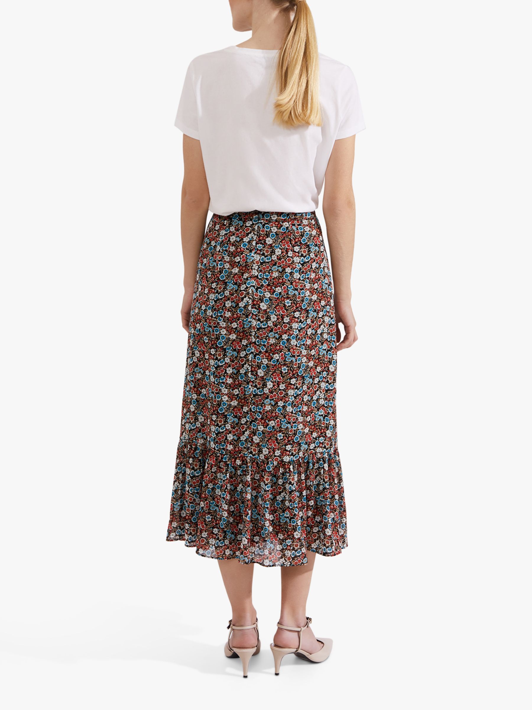 Hobbs Naeva Floral Print Midi Skirt, Multi at John Lewis & Partners