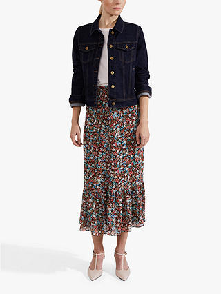 Hobbs Naeva Floral Print Midi Skirt, Multi