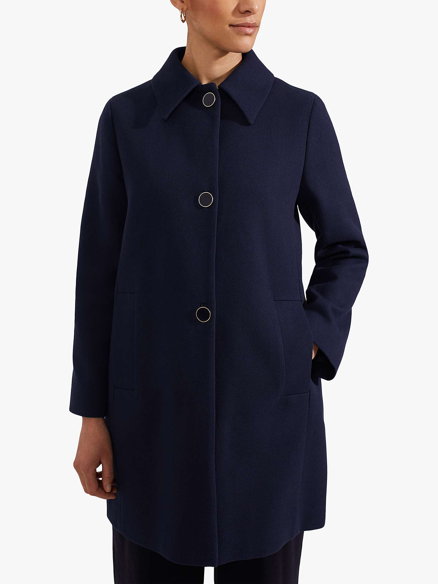Buy Hobbs Milena Straight Cut Coat, Navy Online at johnlewis.com