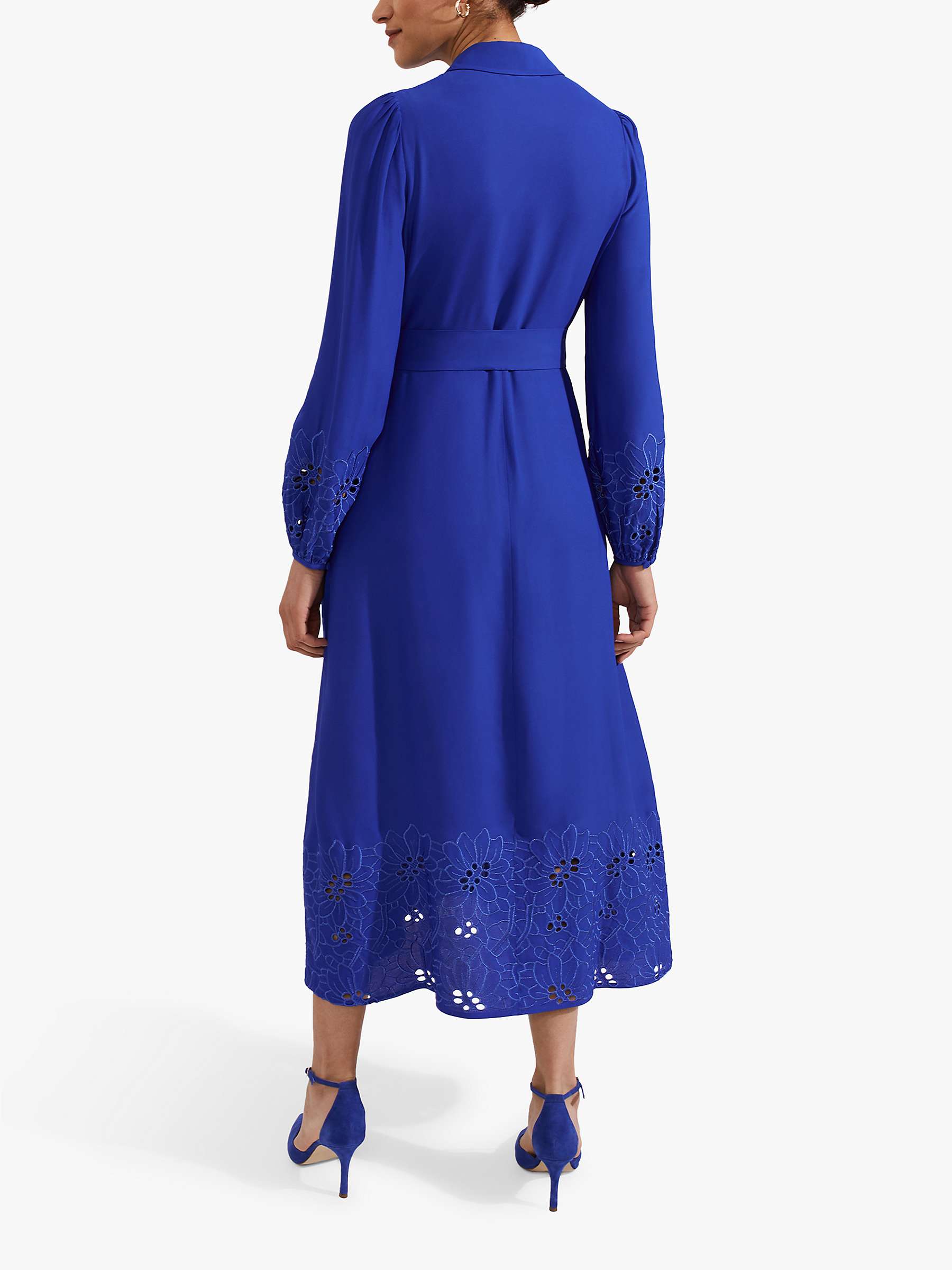 Buy Hobbs Ada Embroidered Midi Shirt Dress, Lapis Blue Online at johnlewis.com