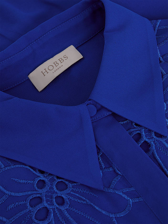 Hobbs Ada Embroidered Midi Shirt Dress, Lapis Blue