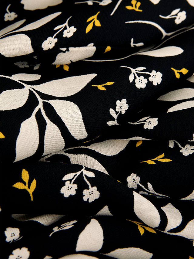 Hobbs Georgina Leaf Print Midi Shirt Dress, Black/Multi