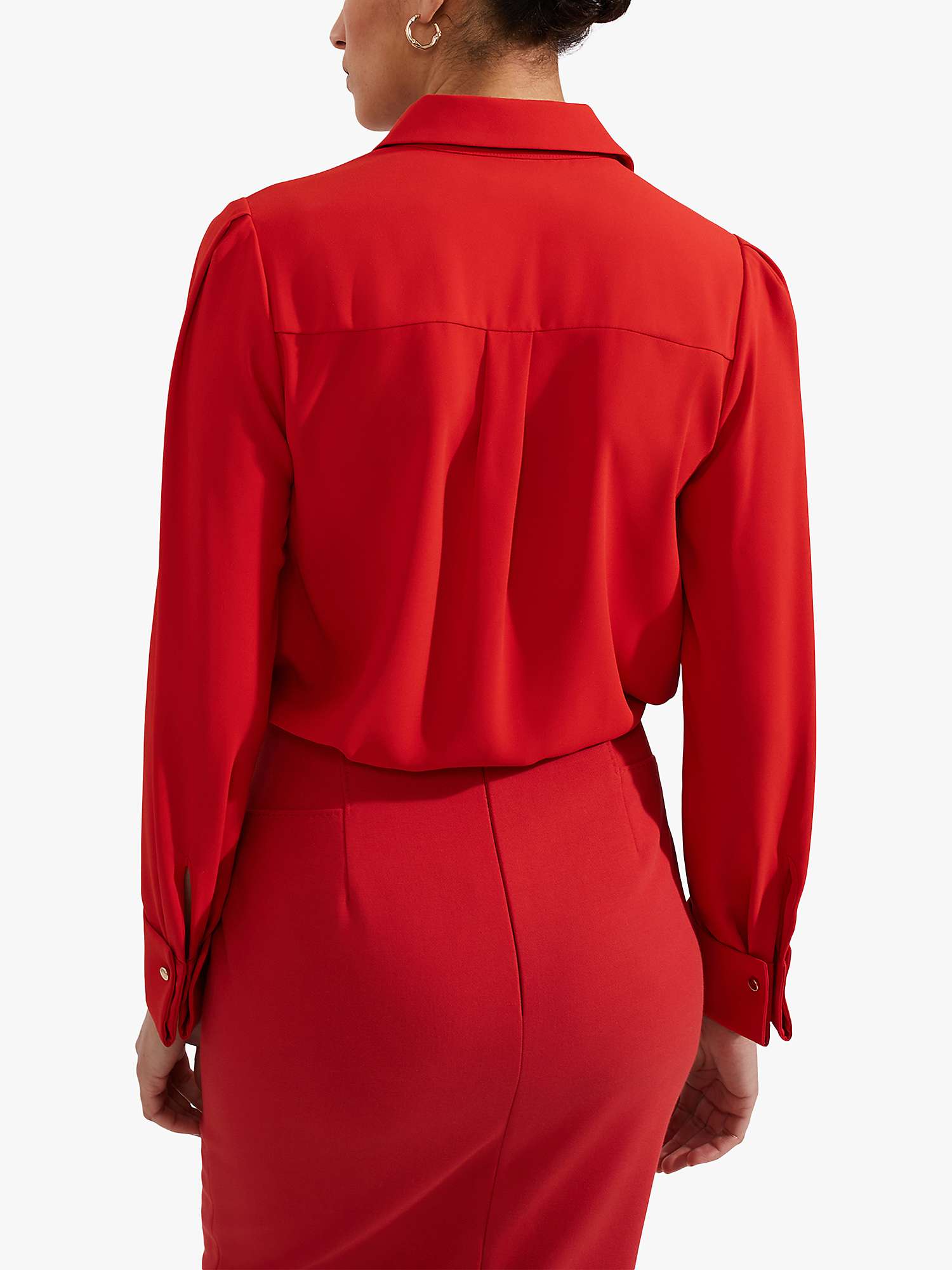 Buy Hobbs Verity Button Placket Shirt, Red Online at johnlewis.com