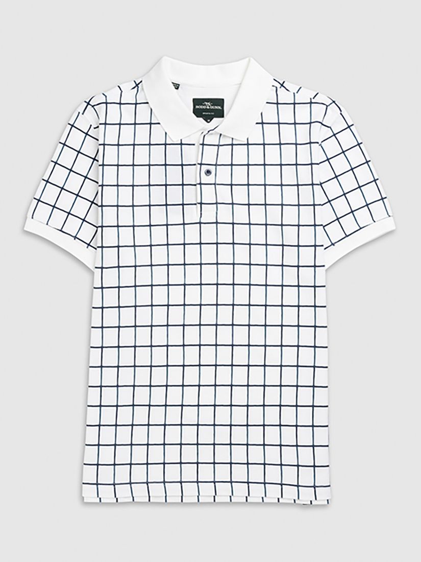 Rodd & Gunn Stirling Point Check Polo Shirt, Glacier/Navy, XS