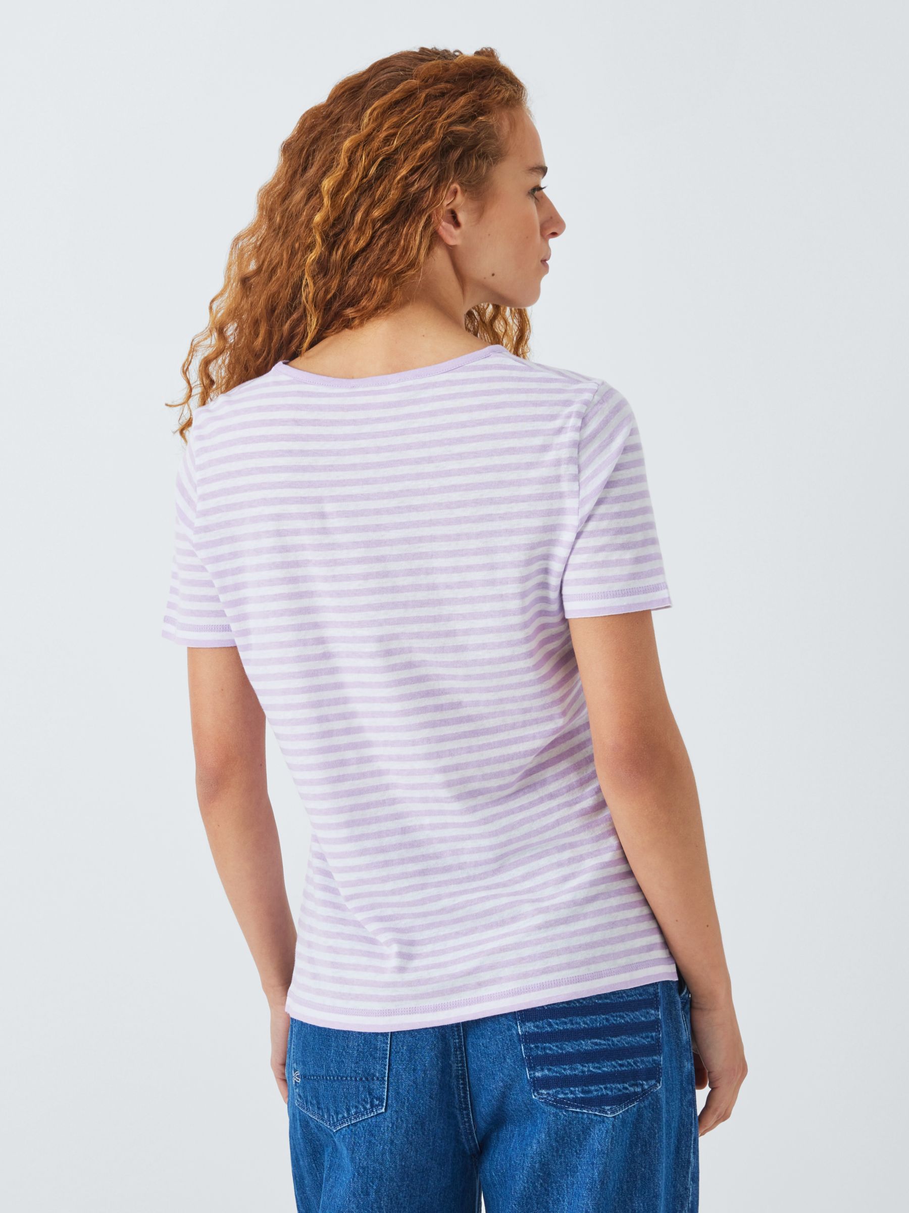 Armor Lux Striped Lightweight Striped Jersey T-Shirt, White/Pink, XL