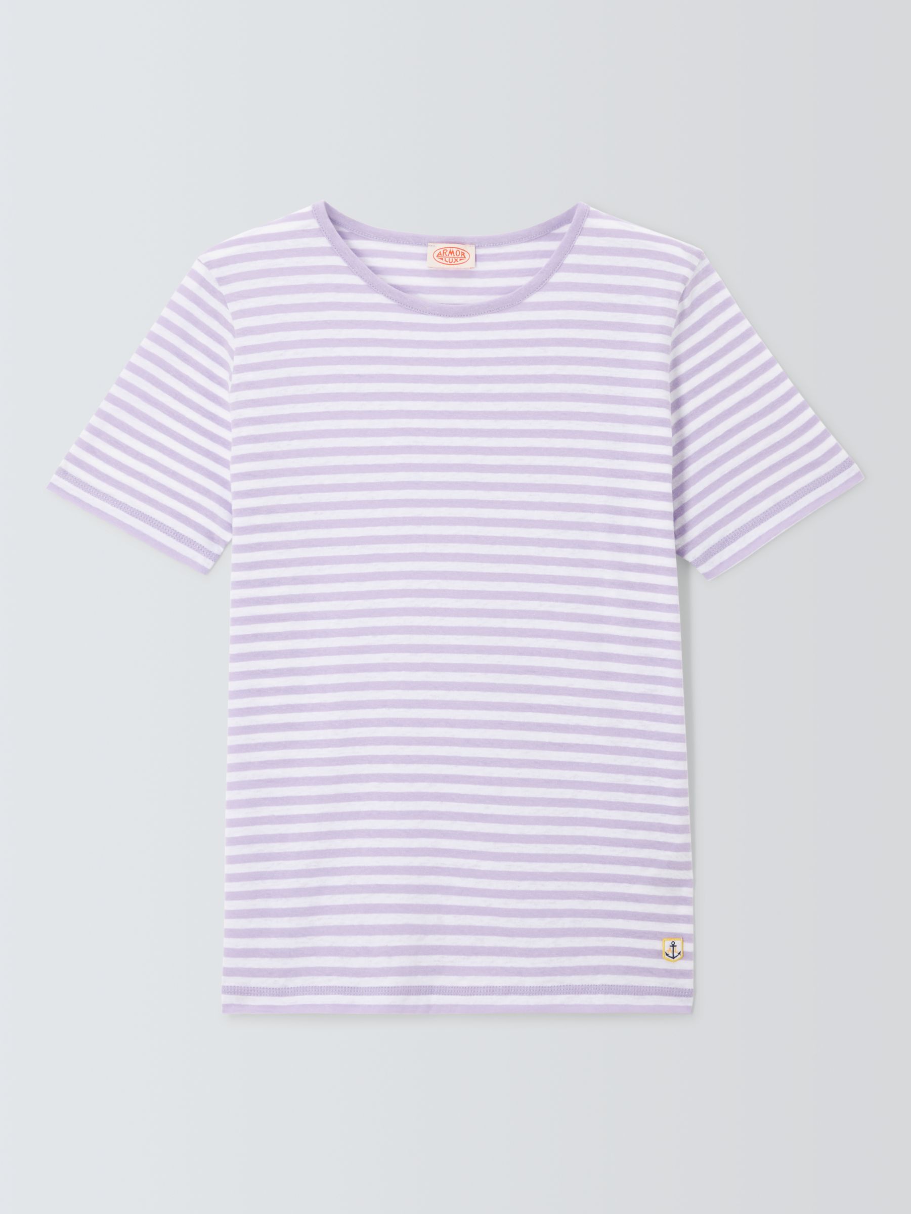 Armor Lux Striped Lightweight Striped Jersey T-Shirt, White/Pink, XL